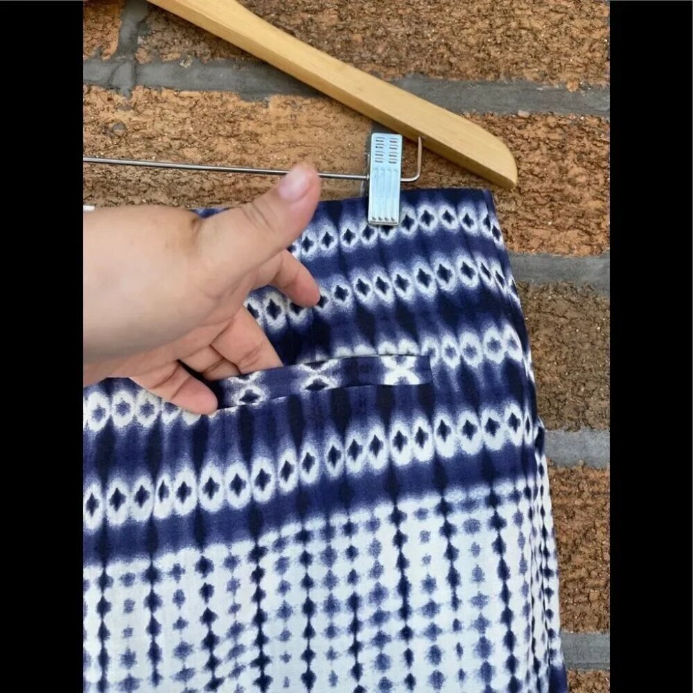 Anthropologie Corey Lynn Calter Blue Linen Wide Cropped Nalu Pants size 10 - Picture 8 of 11
